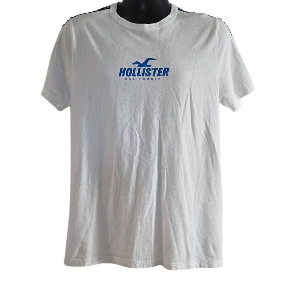Hollister Men's Size Large White Blue Logo Short Sleeve T-Shirt
